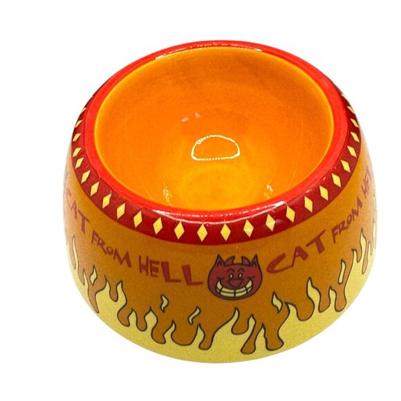 "Cat From Hell" Ceramic Pet Bowl With Flame Design - Picture 2 of 12